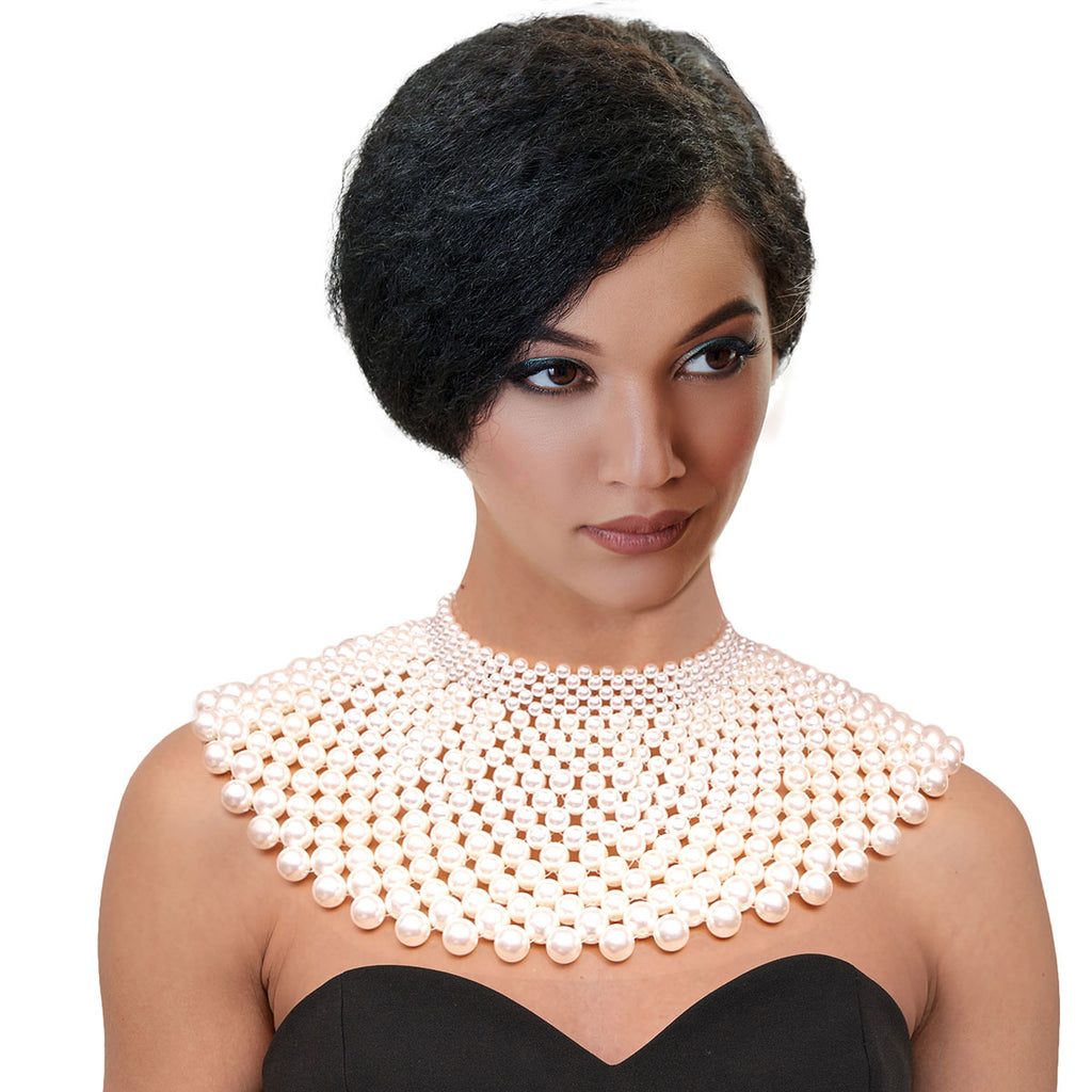 Cream Pearl Bib Necklace Set