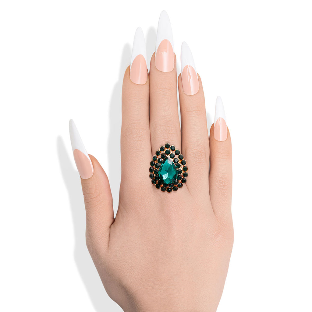 Green Teardrop Stretch Ring