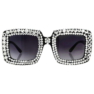 Sparkly Silver Stone Square Sunglasses