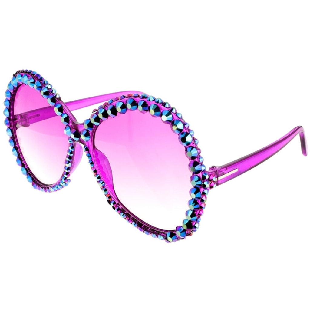Purple Sparkly Round Sunglasses