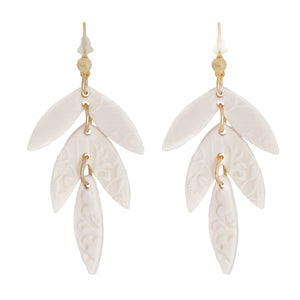 Pale Pink Clay Leaf Shape Bridal Earrings