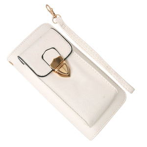 White Leather Cellphone Wallet