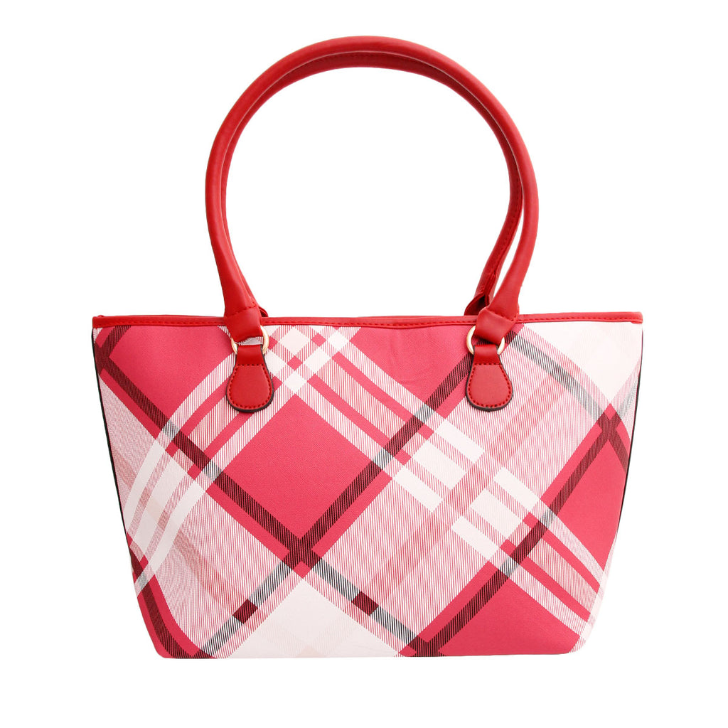 Red Plaid Tote and Pouch Set