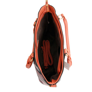 Pink Plaid Pocket Tote Handbag