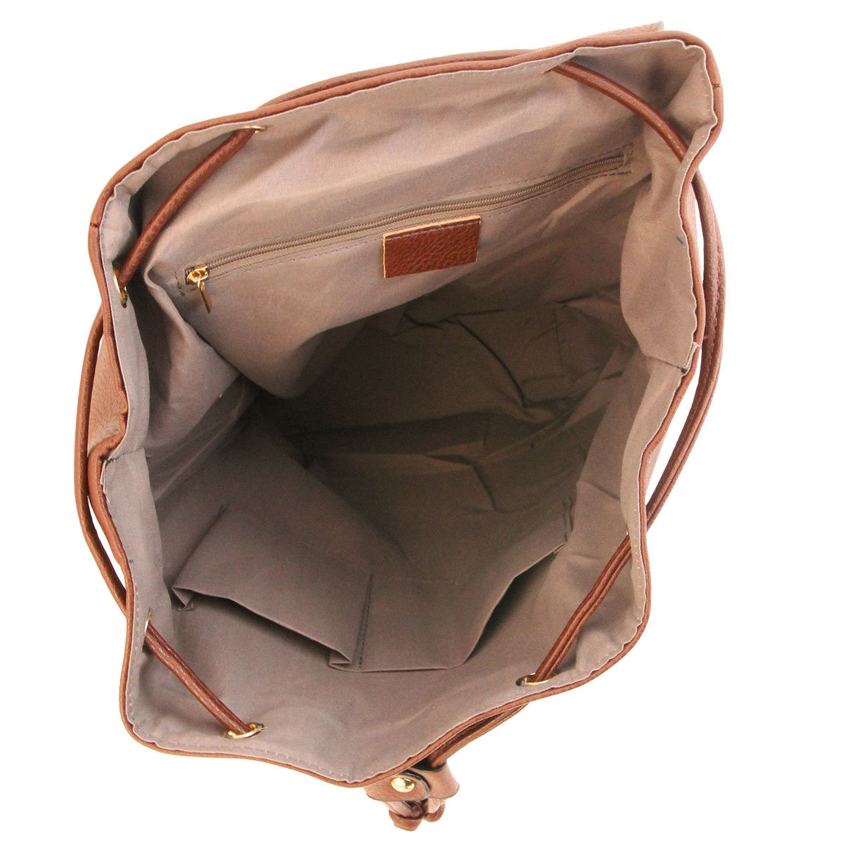 Brown Embroidered Flower Backpack