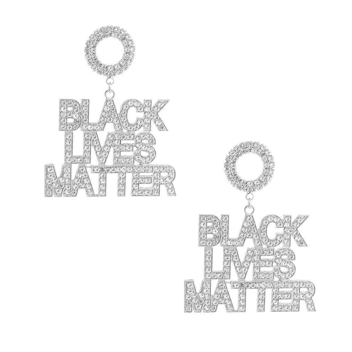 BLACK LIVES MATTER Silver Sparkle Earrings