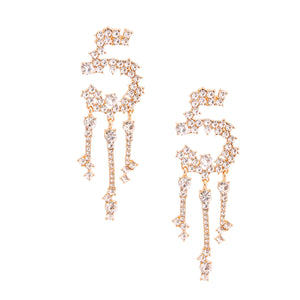 Gold No 5 Dripping Stone Earrings