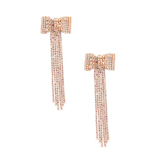 Aurora Borealis Bow Fringe Earrings
