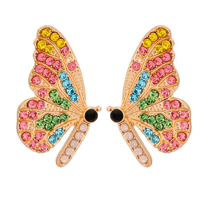 Pink Rhinestone Butterfly Studs
