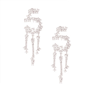 Silver No 5 Dripping Stone Earrings