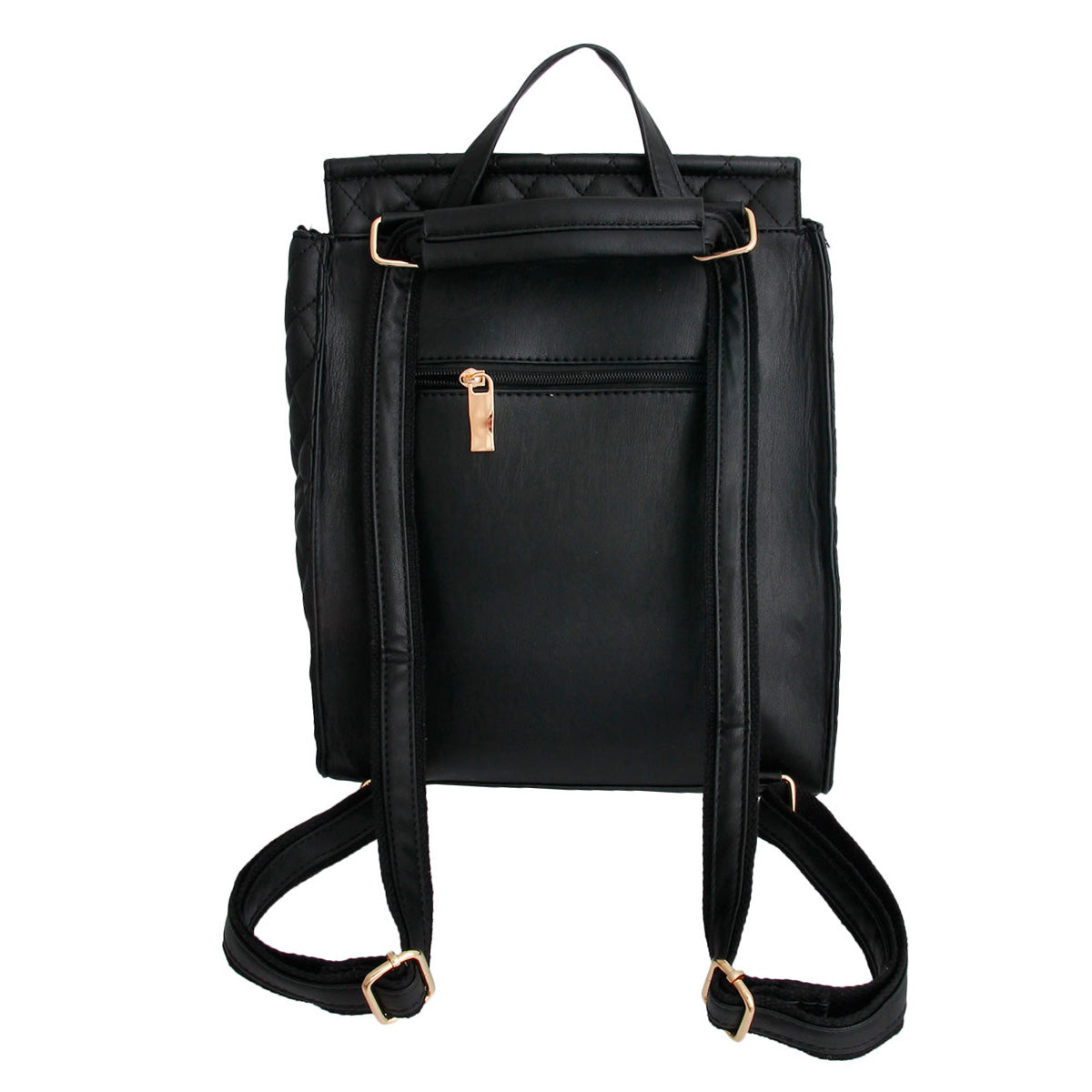 Black Quilted Convertible Backpack