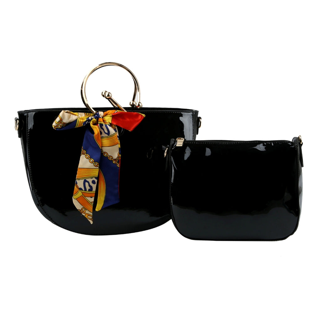 Black Semicircle Handbag Set