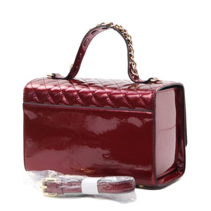 Shiny Maroon Quilted Queen Satchel Set