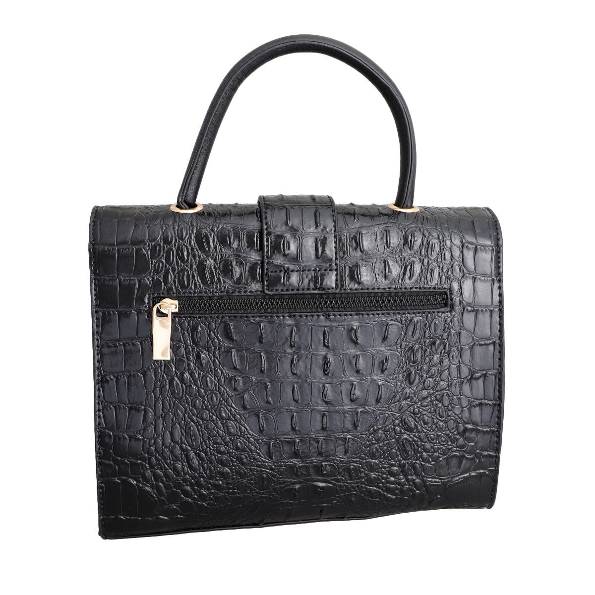 Black Croc Bee Satchel Handbag Set