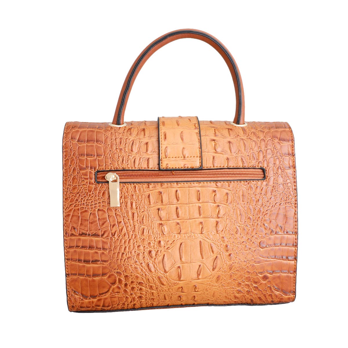 Brown Croc Bee Satchel Handbag Set