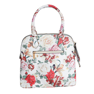 White Floral Tall Dome Satchel Bag Set