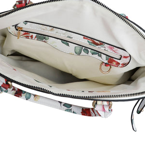 White Floral Tall Dome Satchel Bag Set