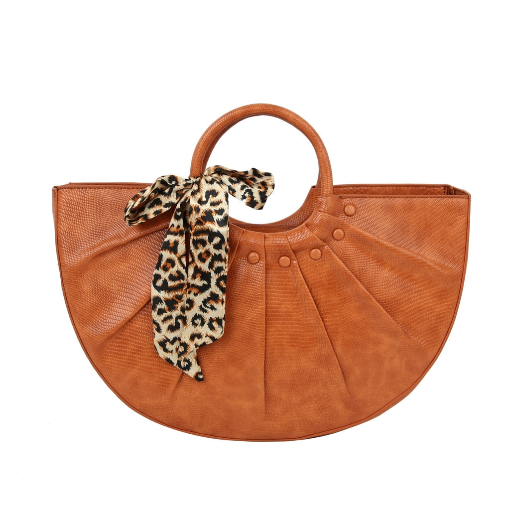 Light Brown Snake Skin Half Moon Bag
