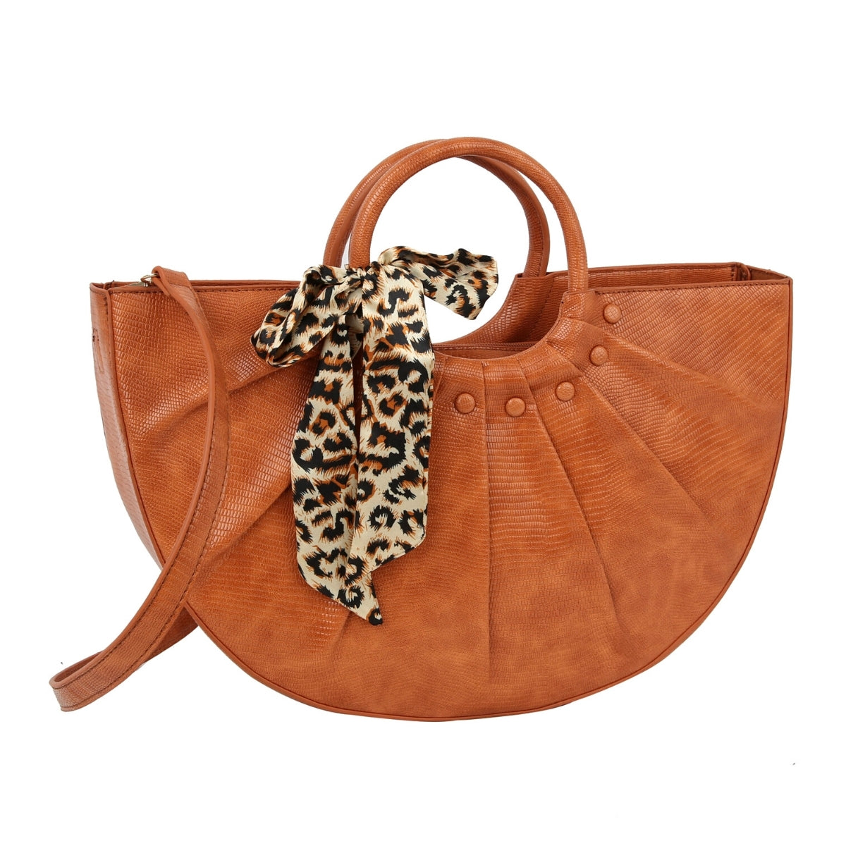 Light Brown Snake Skin Half Moon Bag