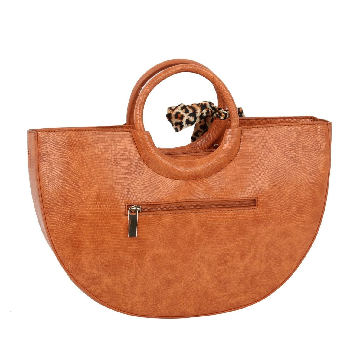 Light Brown Snake Skin Half Moon Bag