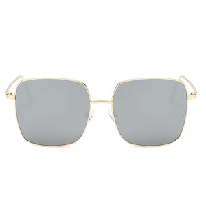 Gray Tint Square Metal Glasses