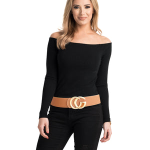 Camel and Gold G Designer Belt