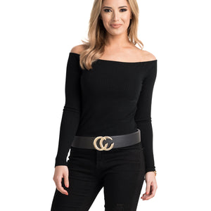 Black and Gold C Designer Belt