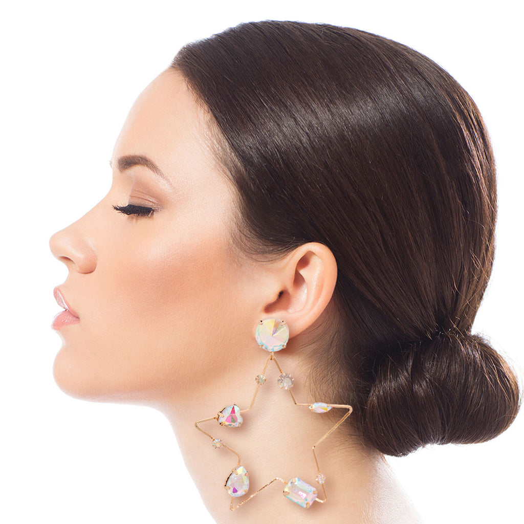 Aurora Borealis Crystal Star Earrings