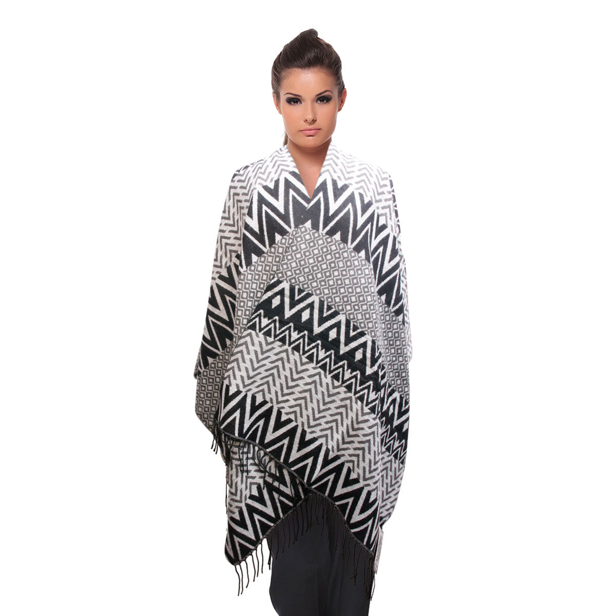 Gray Tribal Stripe Shawl