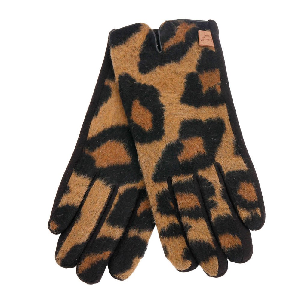 Camel Leopard Notch Smart Gloves