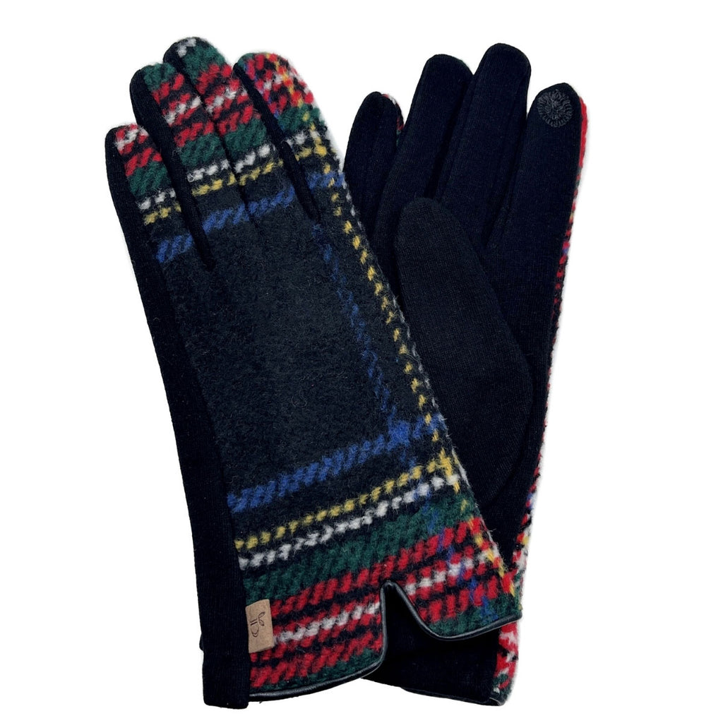 Black Plaid Notch Smart Gloves