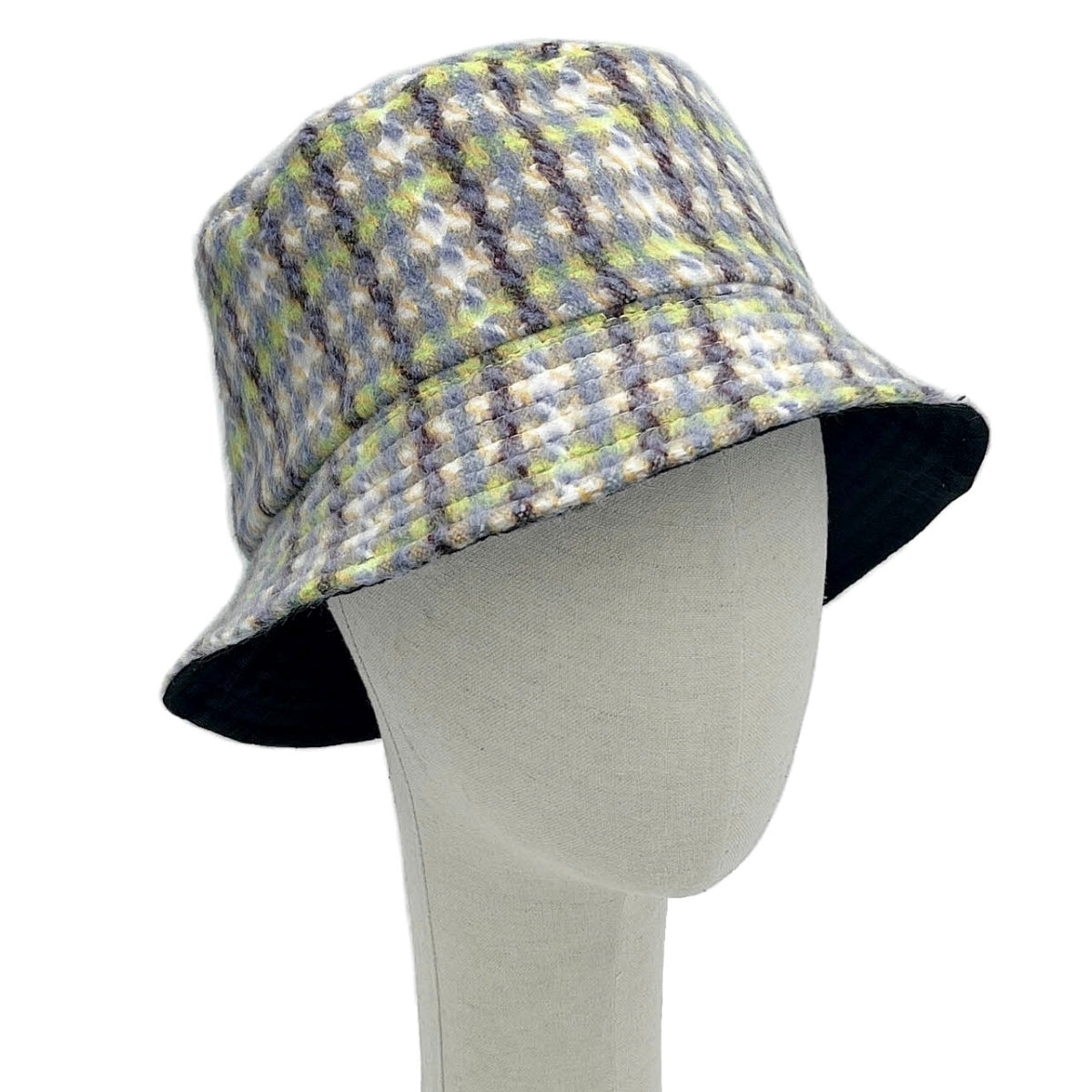 Lavender Plaid Woolen Bucket Hat