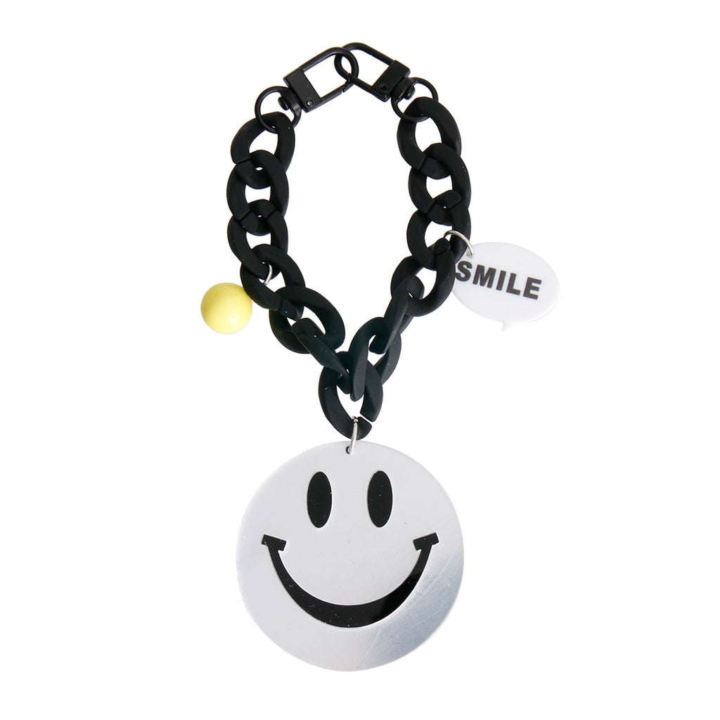 Silver Big Smile Keychain Bag Charm