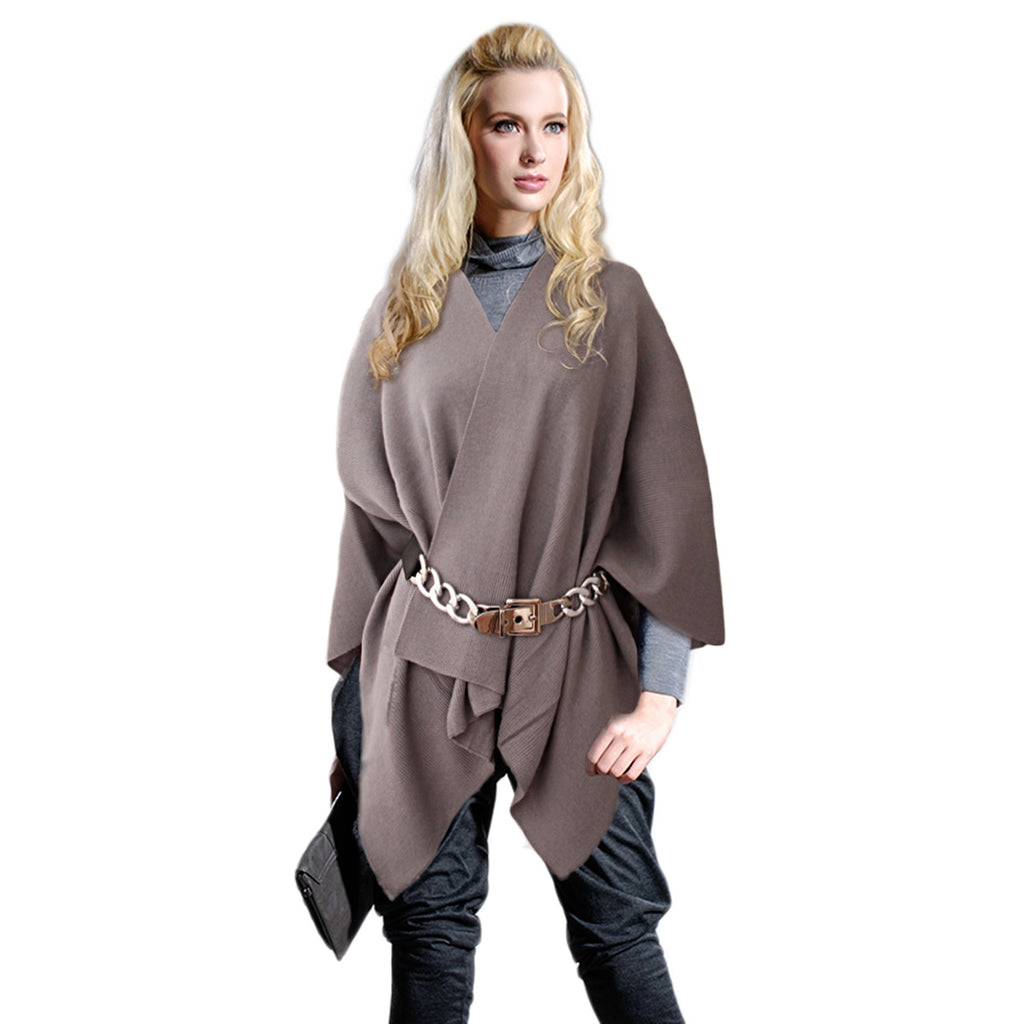 Gray Ruana with Shoulder Strap
