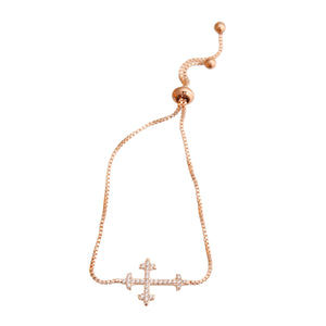 Rose Gold Cross Cinch Bracelet
