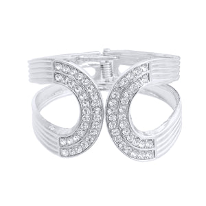 Silver Rhinestone Hinge Cuff