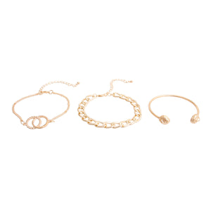 Gold Lion Cuff and Chain Bracelets