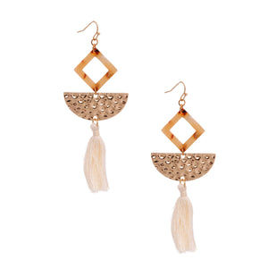 Cream Tassel Tortoiseshell Earrings