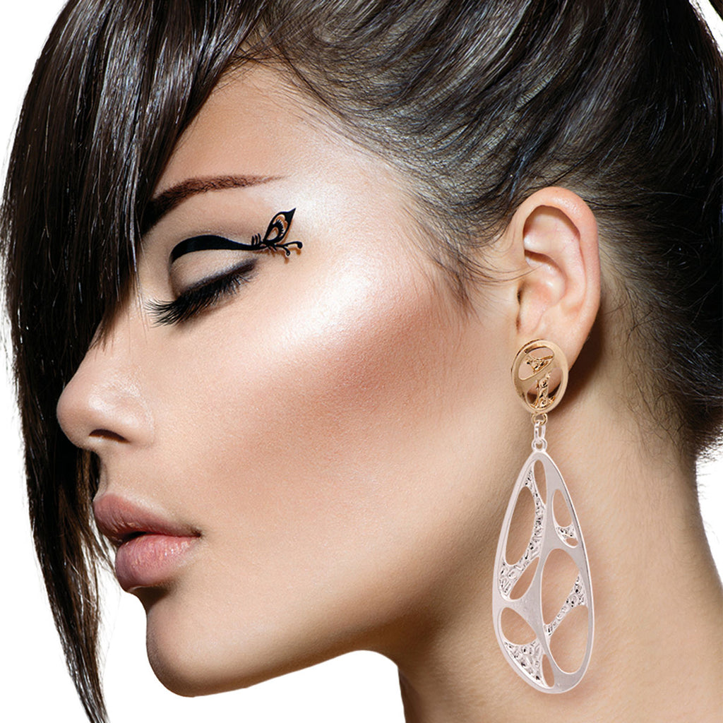 Silver Organic Teardrop Earrings