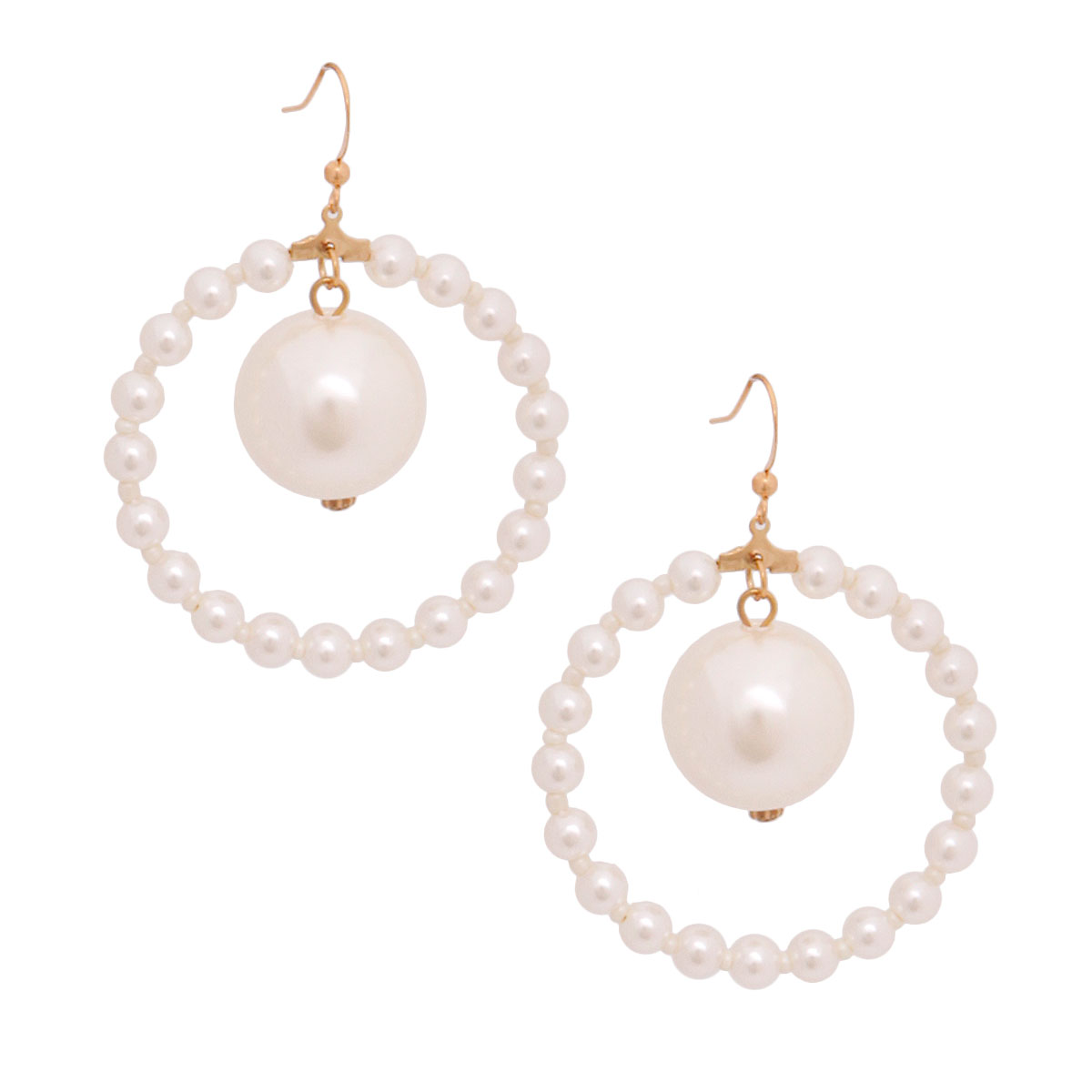 Cream Pearl Ring Earrings
