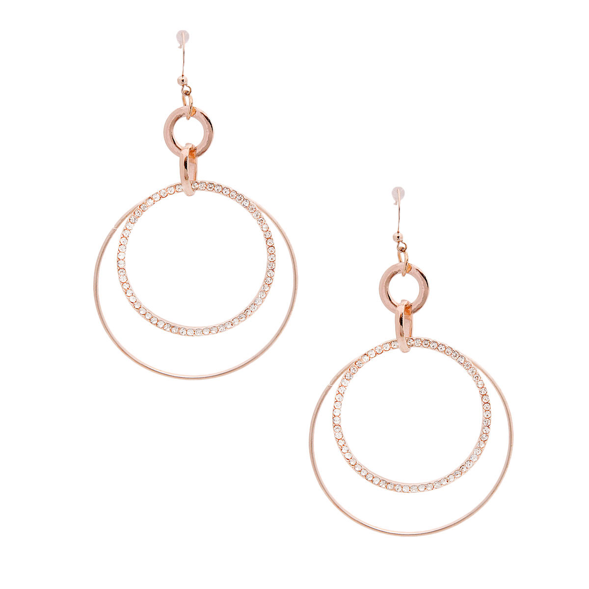 Rose Gold Double Circle Earrings