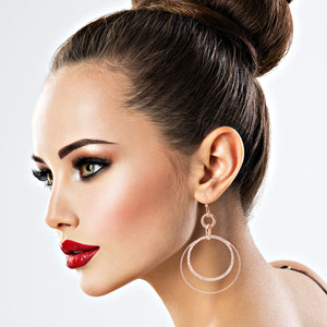 Rose Gold Double Circle Earrings