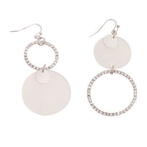 Silver Mismatched Circle Earrings