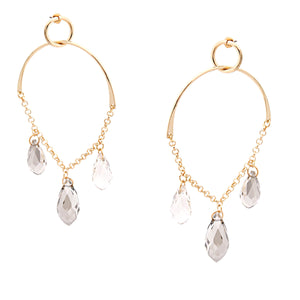 Black Diamond Bead Drape Ring Earrings