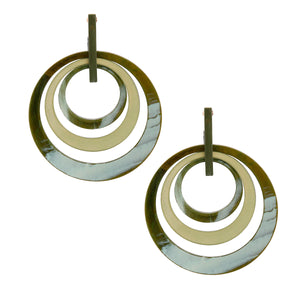 Olive Marbled Concentric Ring Earrings