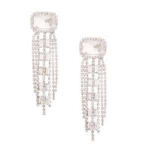 Silver Radiant Crystal Fringe Earrings
