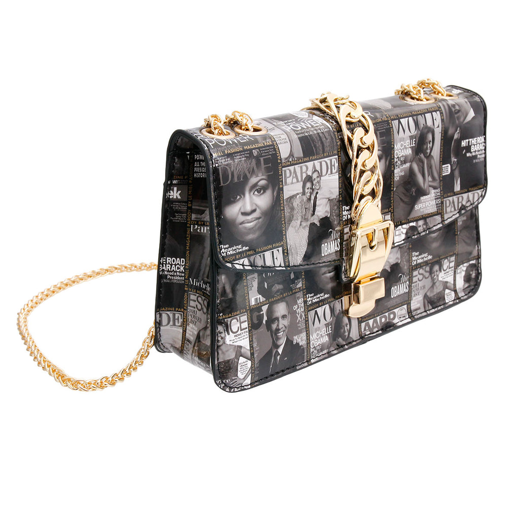 Michelle Obama Black and White Chain Crossbody