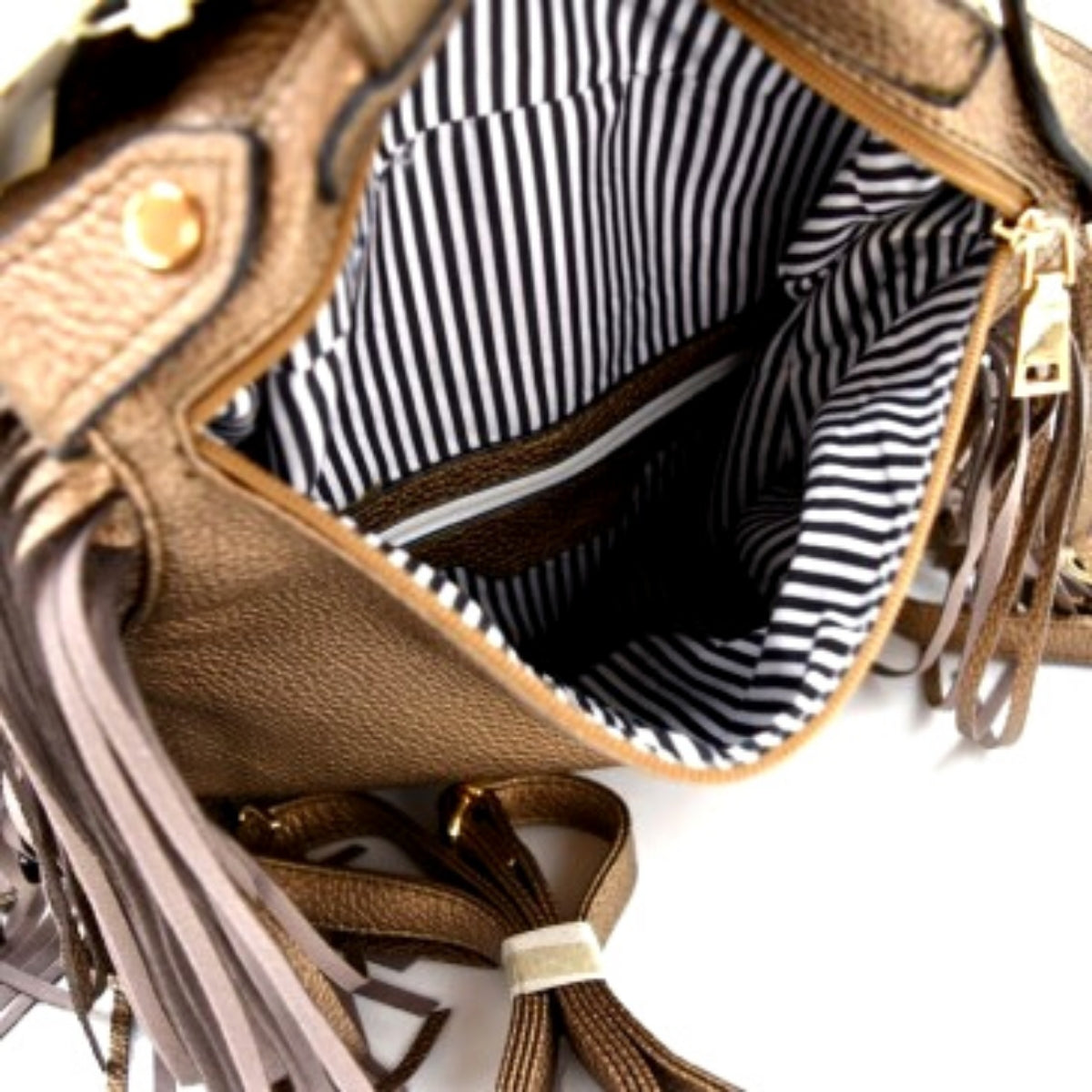 Brown Moto Jacket Fringe Backpack