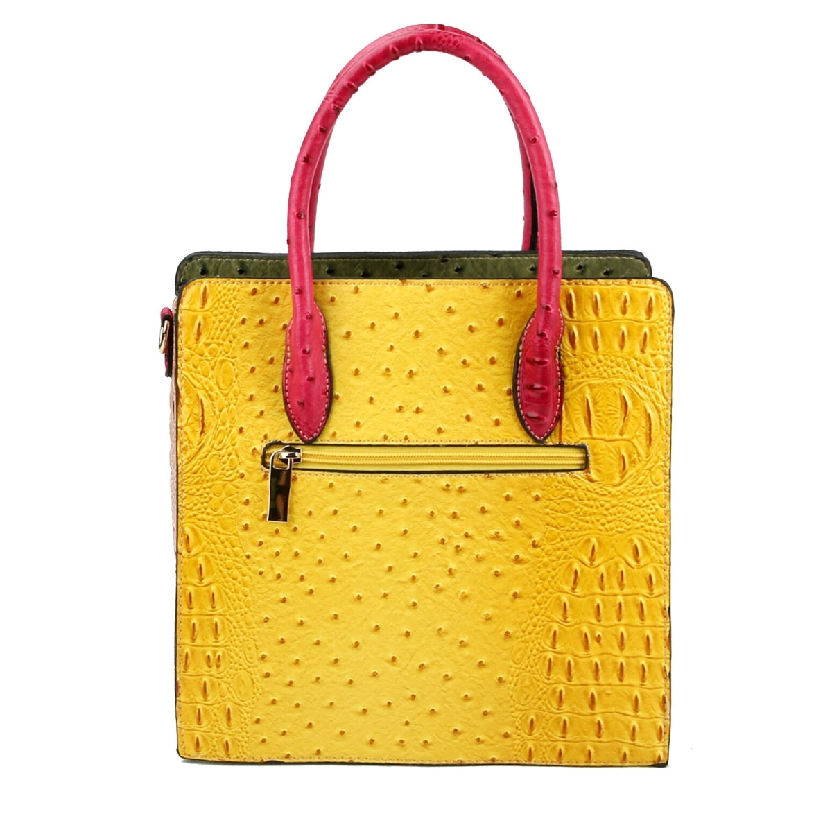 Yellow Ostrich Tote Handbag