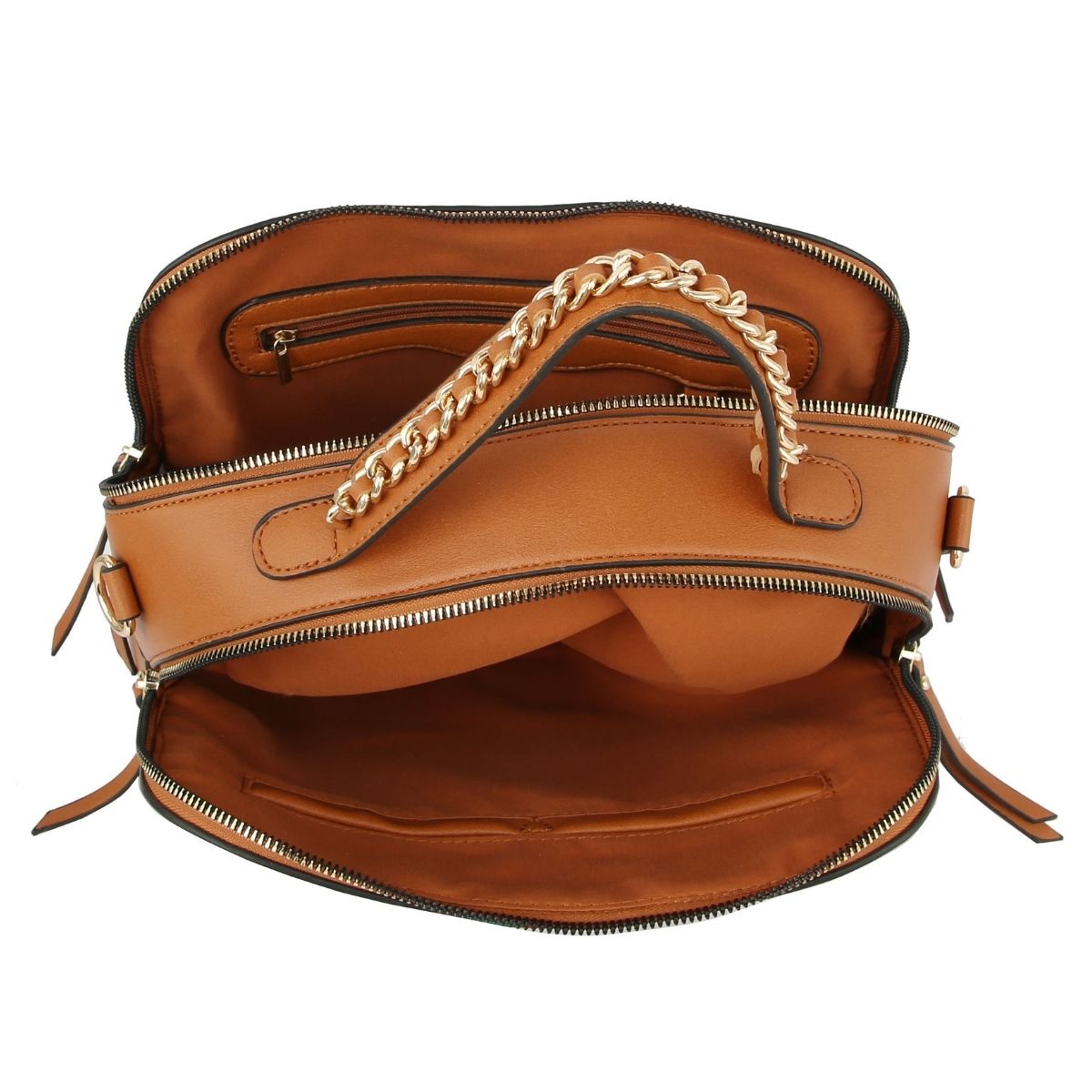 Brown Stripe Top Handle Handbag Set